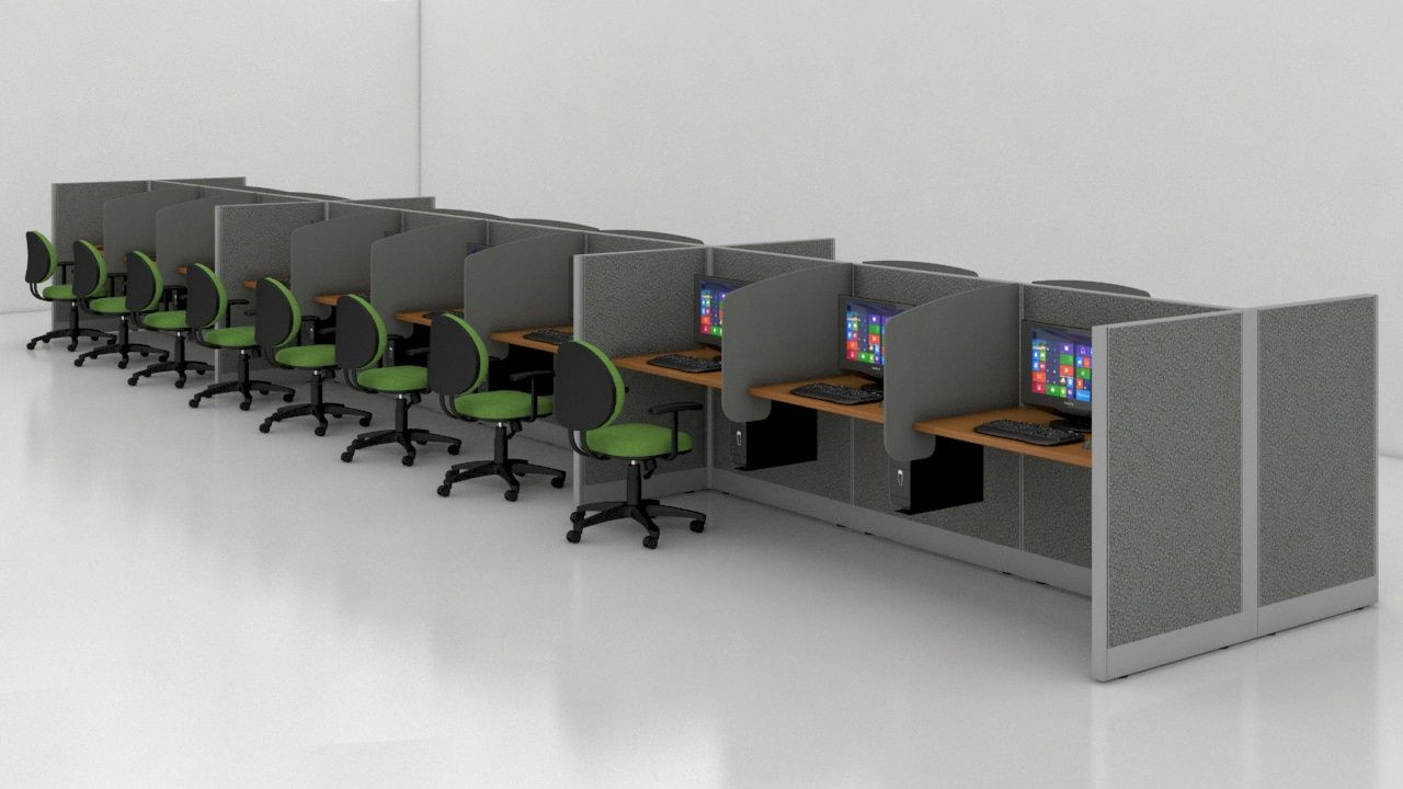 Galería de Módulo Call Center con paneles Línea MS y Costados divisorios para 20 personas