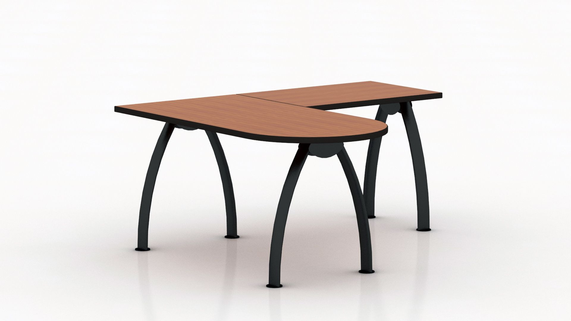 Galería de Escritorio en "L"  bases metálicas "A" sin cajonera, Línea MT