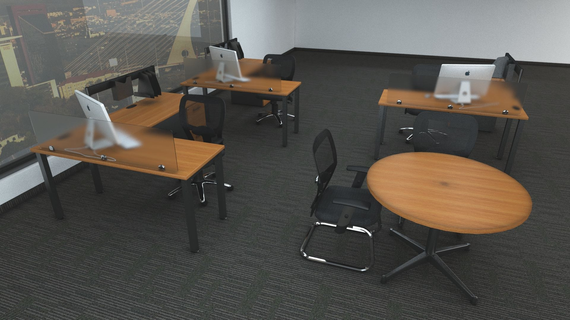 Galería de Escritorios base doble "L" Línea SOM y Mesa de juntas informal Línea MT