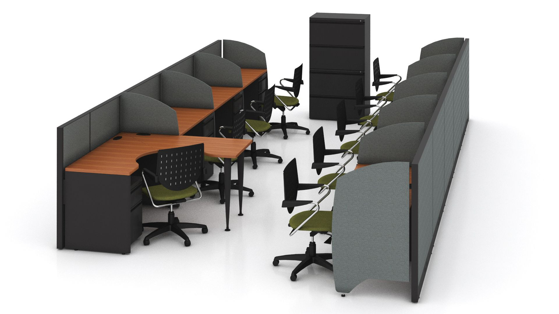 Galería de Módulo para Telemarkerting altura baja para 8 operativos y una jefatura, paneleria MS y costados CC