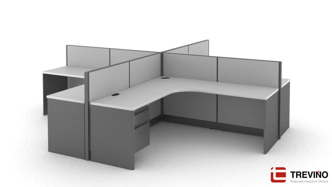Muebles Treviño - Módulo de trabajo en cruceta para 4 personas con cajonera  colgante