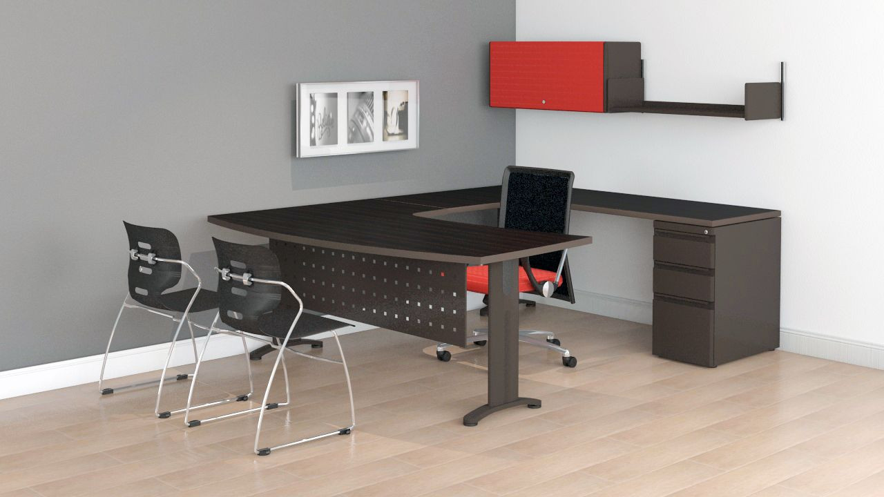 Galería de Escritorio en "U" base Línea Cassel T-70