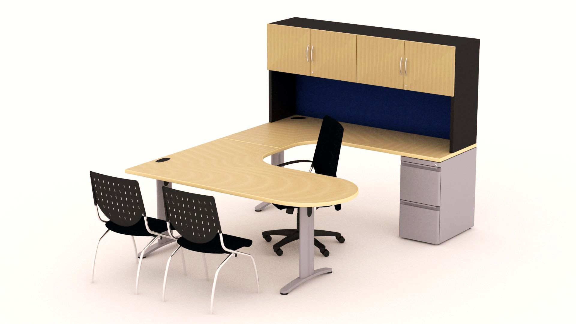 Galería de Escritorio con cubierta peninsular estilo Peninsular "D"  Línea Cassel